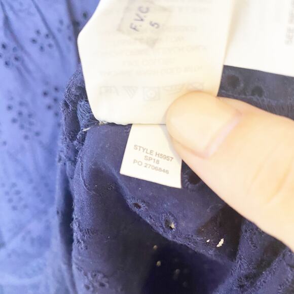 J crew Eyelet Flutter Hem Dress Navy Size 2 - Picture 11 of 11